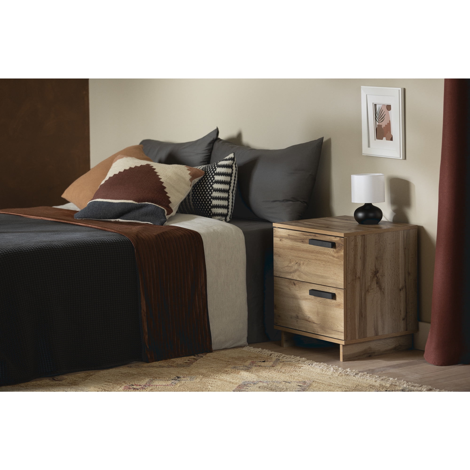 Nordik Oak 2-Drawer Scandinavian Nightstand