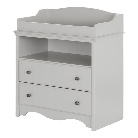 South Shore Changing Table with Drawers and Open Storage Chocolate Angel-Color:Gray,Finish:Soft Gray
