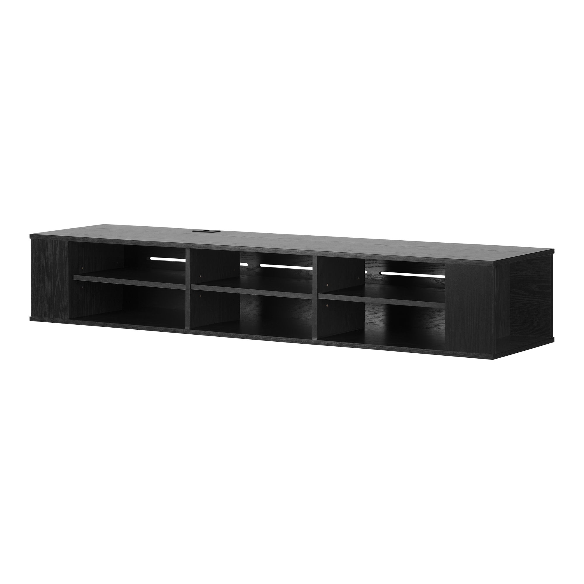 Black Oak 66" Wall Mounted Media Console with Cabinet