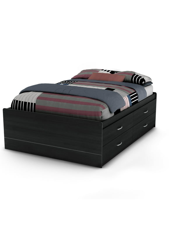 South Shore Cosmos Kids Captain 4-Drawer Storage Bed, Full, Black Onyx