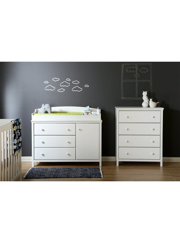 South Shore Cotton Candy Coastal 4-Drawers Dresser Pure White