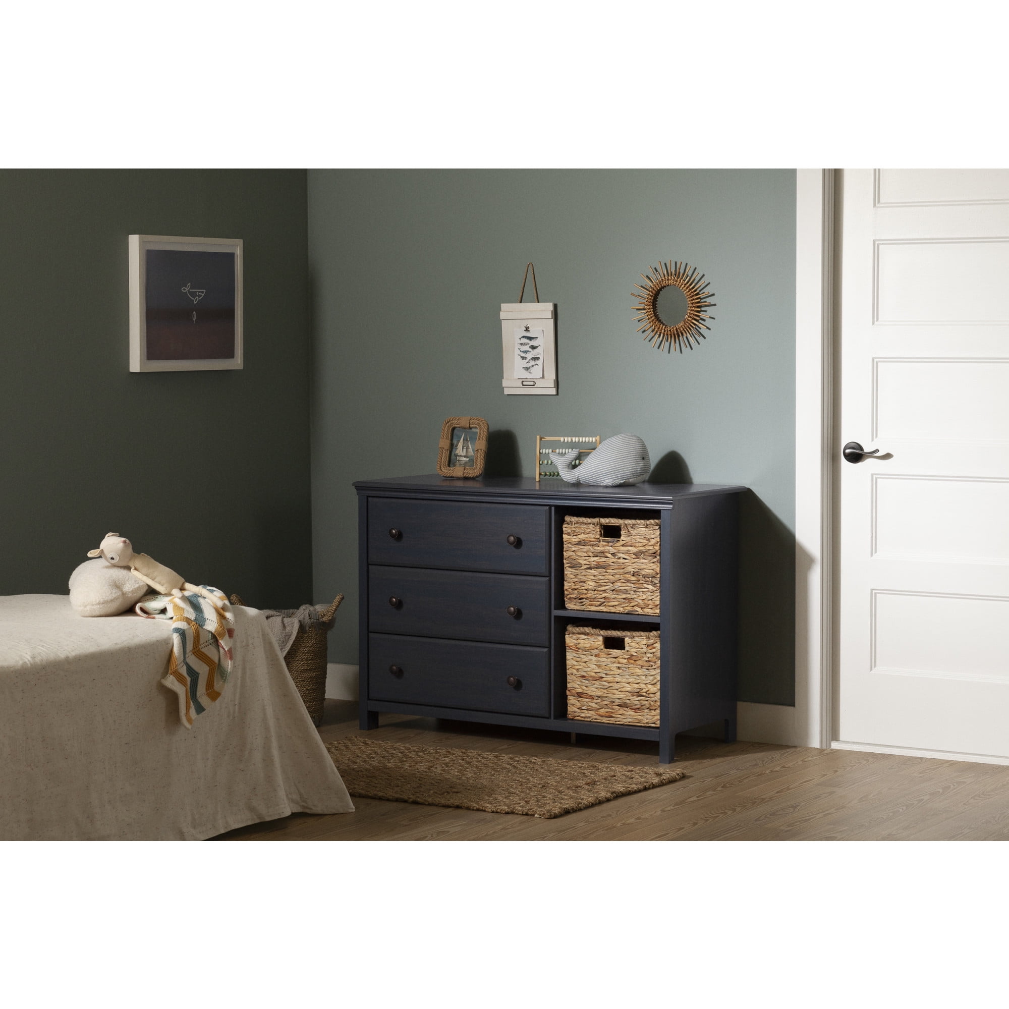 South Shore Cotton Candy 3-Drawer Dresser with Baskets-Blueberry South Shore Cotton Candy 3-Drawer Dresser with Baskets-Blueberry