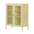 thumbnail image 1 of South Shore Crea, Contemporary Metal Mesh 2-Door Accent Cabinet, Yellow, 1 of 14