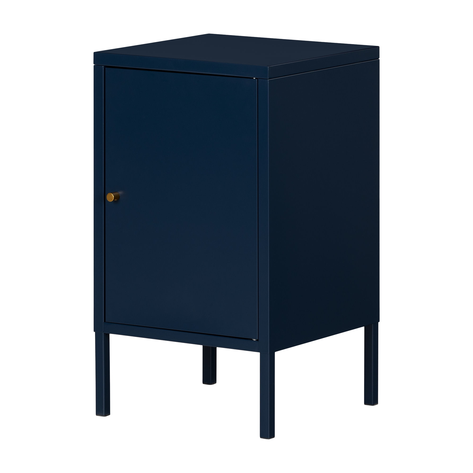 Dark Blue Metal Rectangular End Table with Storage