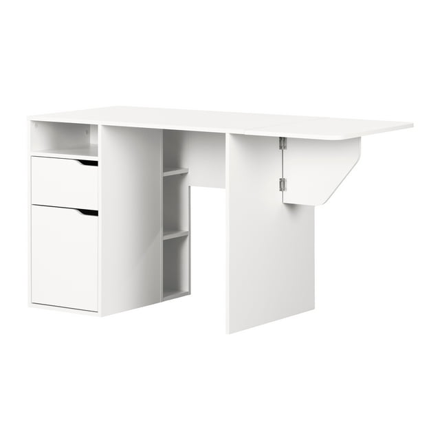 South Shore Crea Expandable Craft Table Desk, White