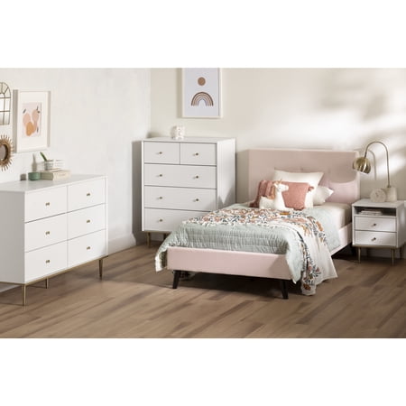 South Shore Dylane, Mid-century Glam Chest, White