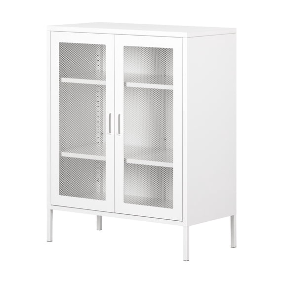 South Shore Eddison Kitchen Mesh 2-Door Storage Cabinet White