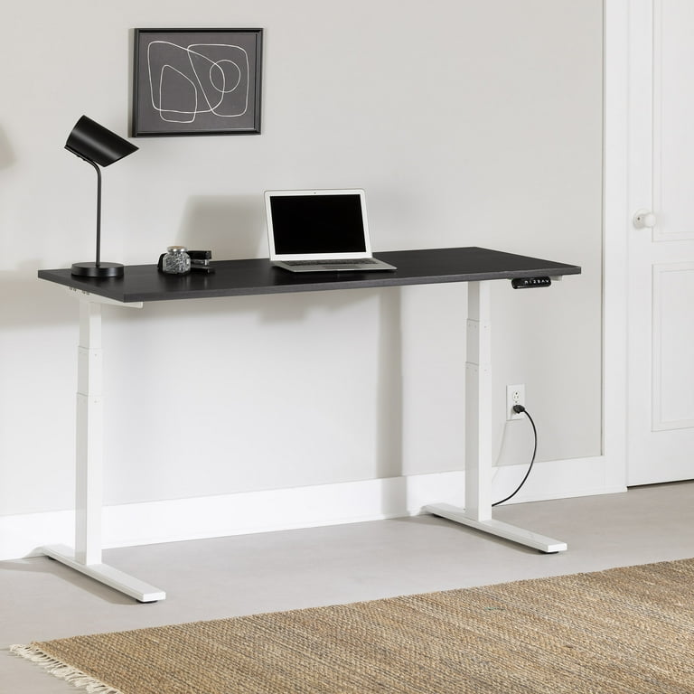 South Shore Ezra Contemporary Adjustable Height Standing Desk Gray Oak and White
