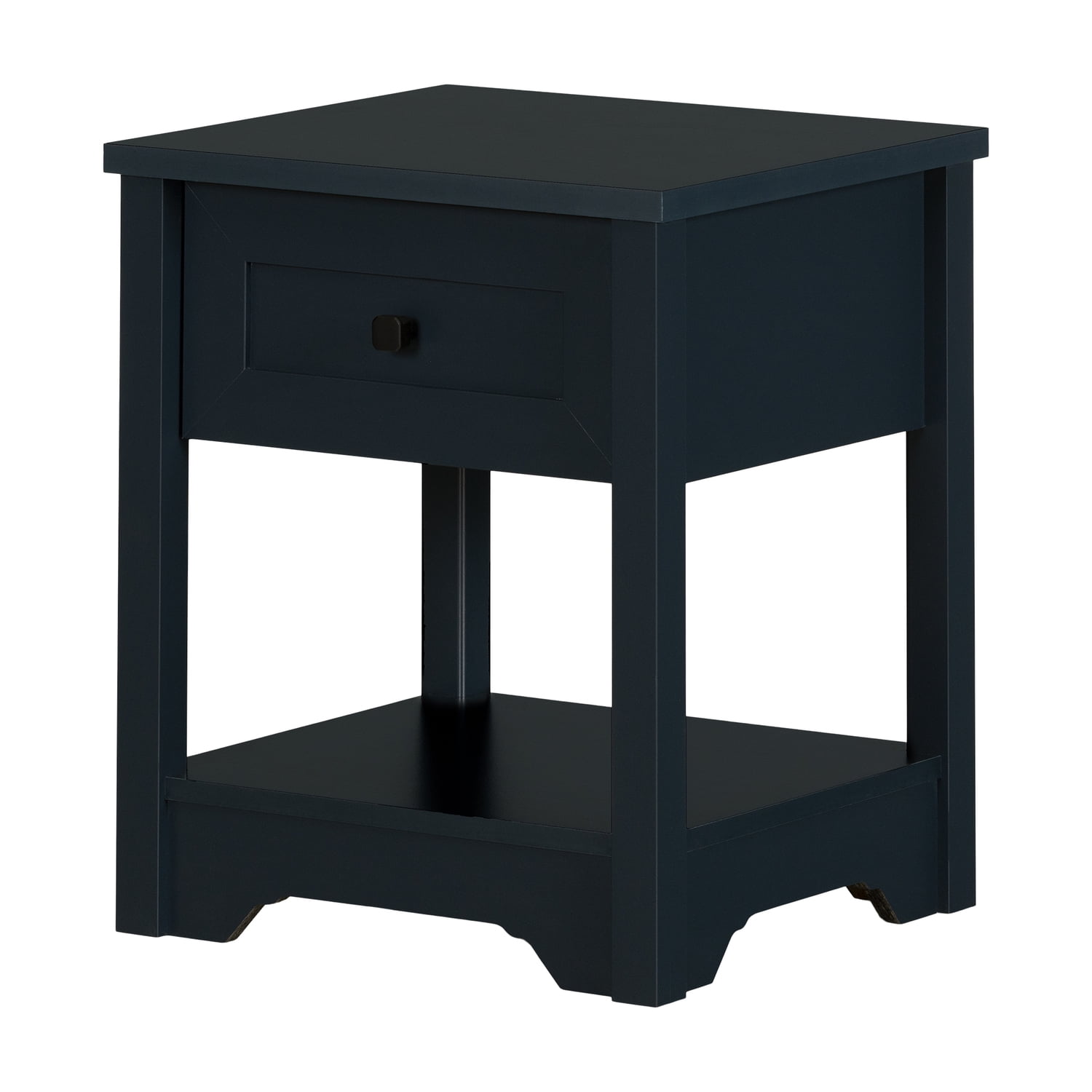 Navy Blue Rectangular Wood End Table with Storage