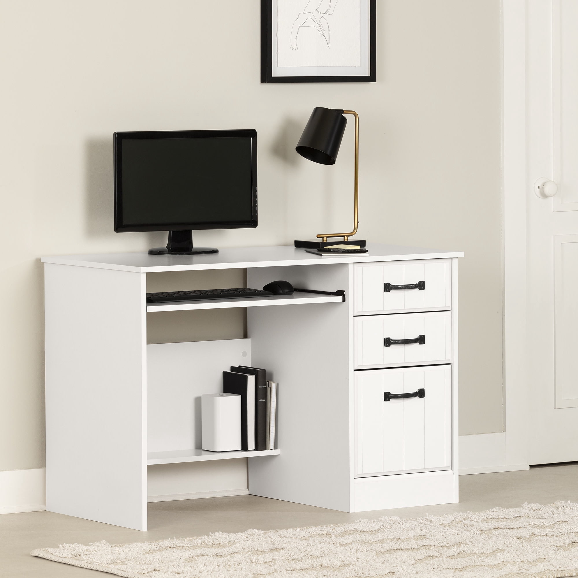 South Shore Farnel White Computer Desk with Storage - Walmart.com