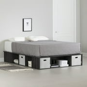 South Shore Flexible Contemporary Platform Bed with Storage and Baskets, Full, Gray Oak