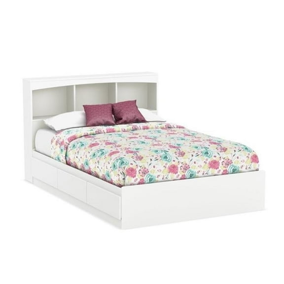 South Shore Full Bookcase Storage Bed in Pure White