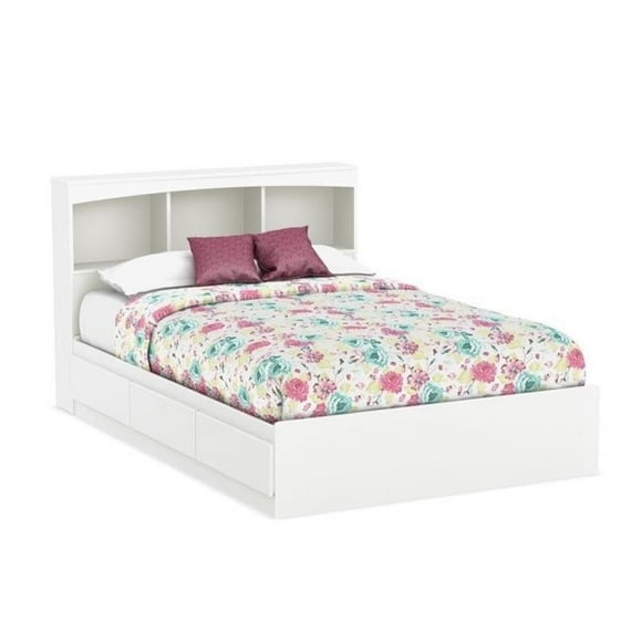 South Shore Full Bookcase Storage Bed in Pure White