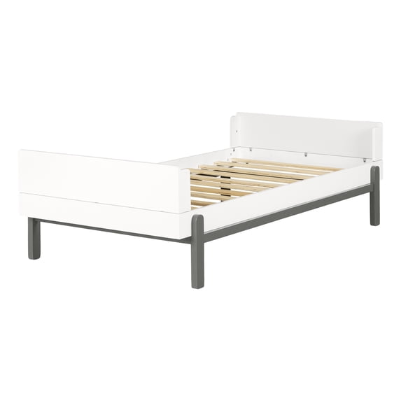 South Shore Bebble Complete Bed Twin Soft Gray and White