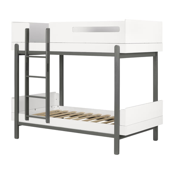 South Shore Bebble Bunk Bed Twin Soft Gray and White
