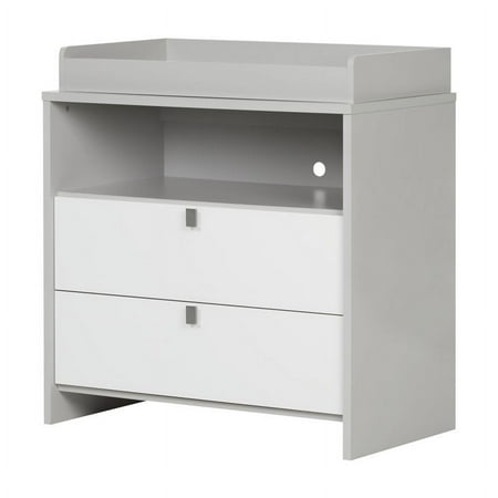 South Shore Furniture Cookie Changing Table, Soft Gray and Pure White