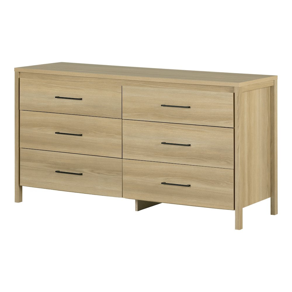 Natural Ash Double 6-Drawer Dresser with Slim Handles