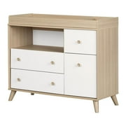 South Shore Yodi Changing Table with Drawers, Soft Elm and White