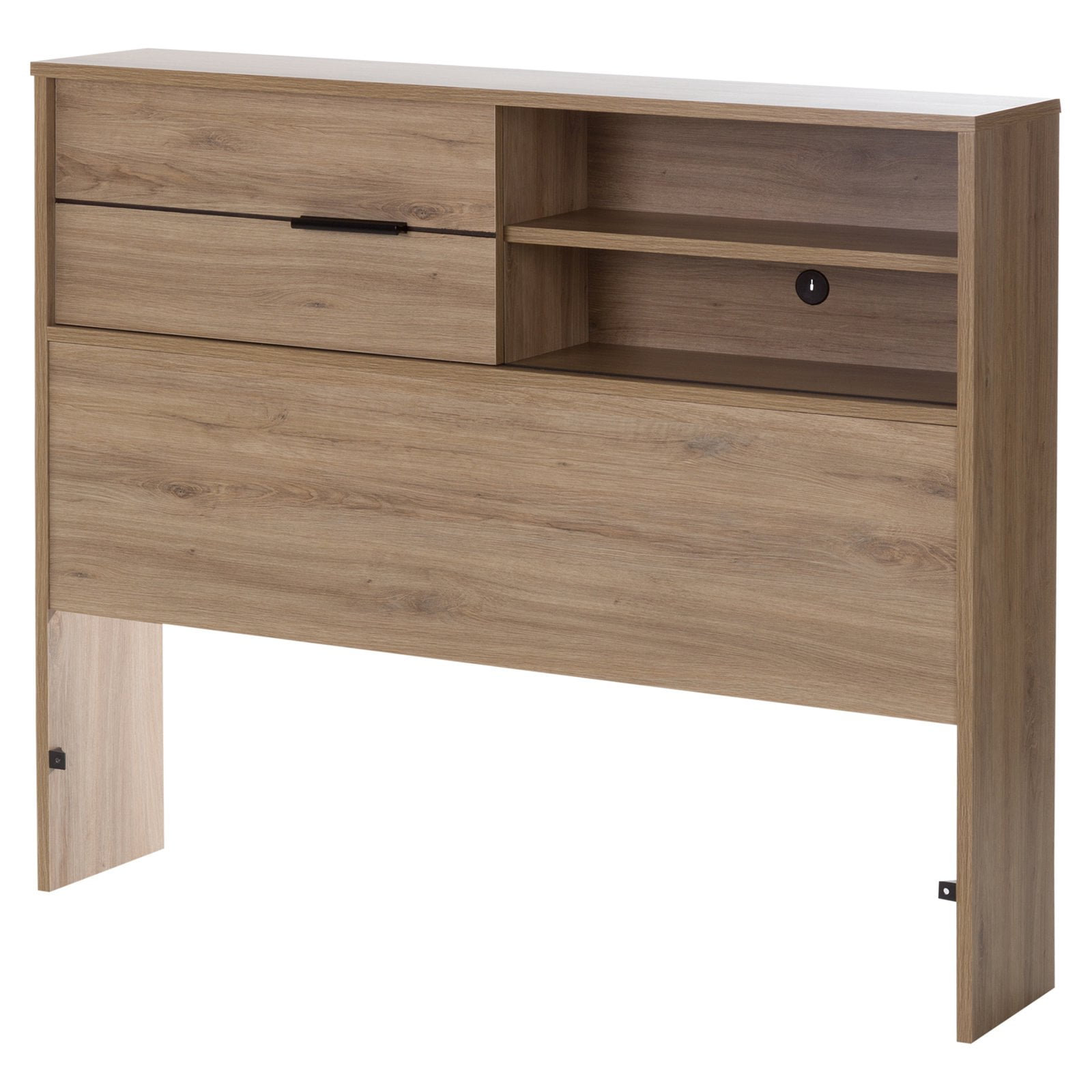 Twin Rustic Oak Wood Headboard with Storage