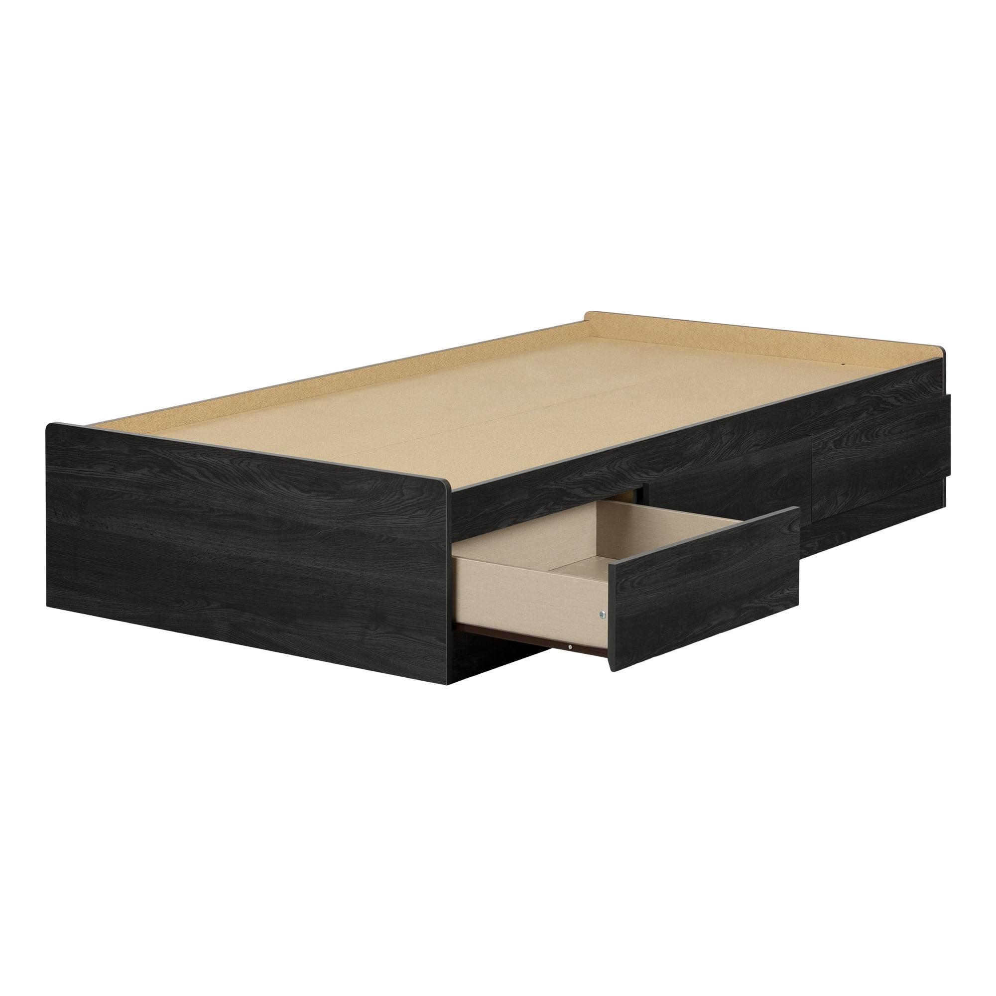 Gray Oak Twin Captain's Bed with 3 Storage Drawers