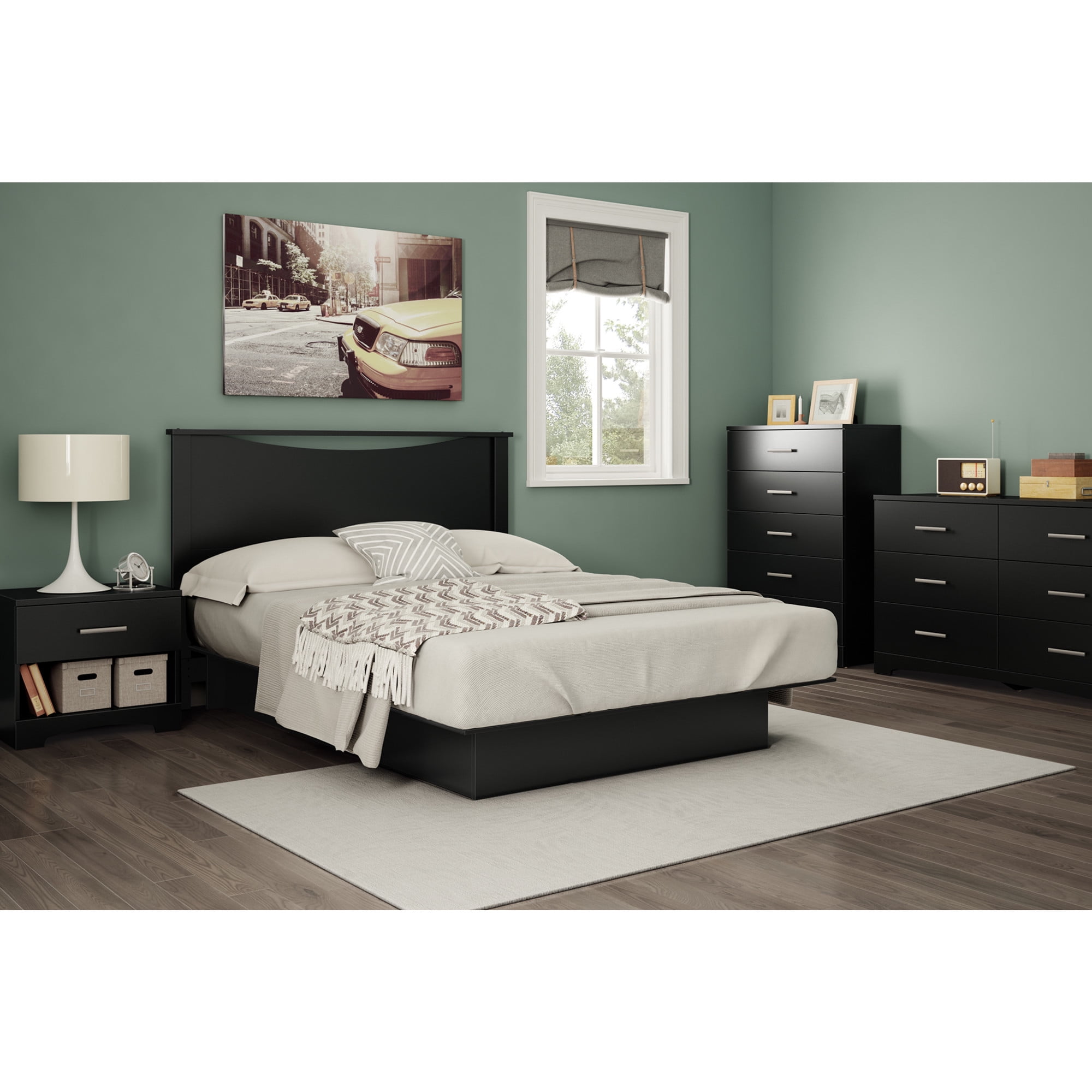 Black Double Horizontal Dresser with Soft Close Drawer