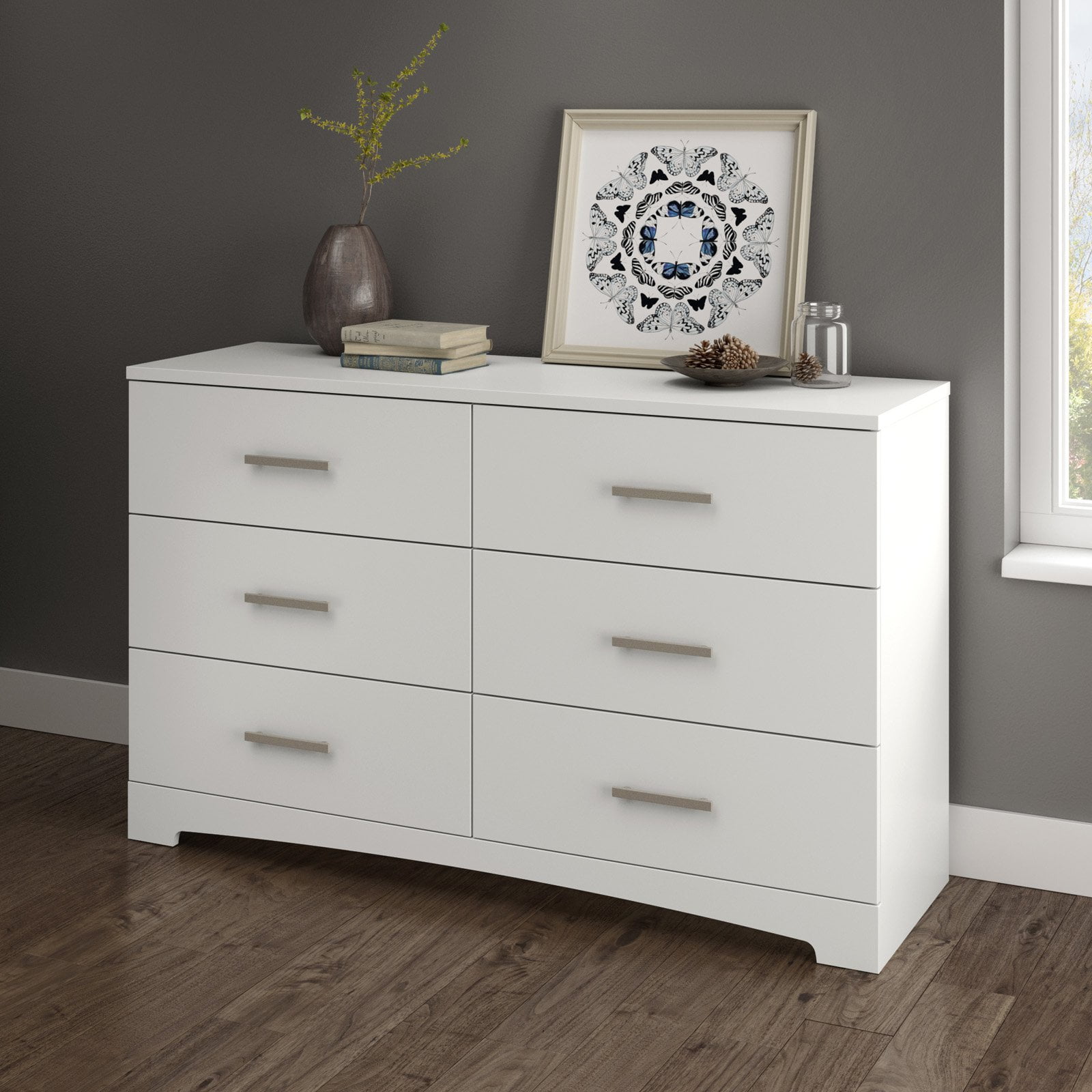 South Shore Gramercy 6 Drawer Double Dresser Pure White