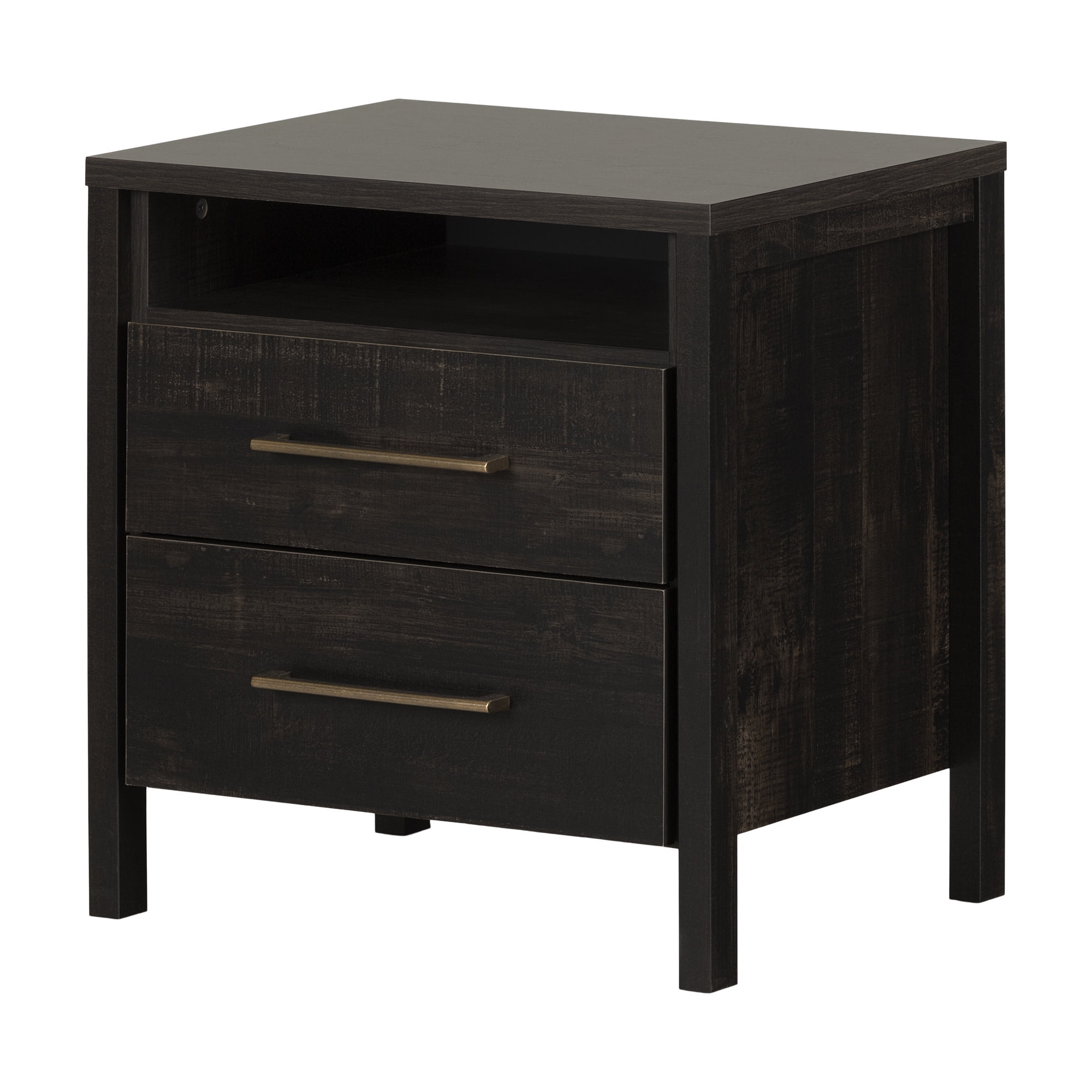 Gravity Rubbed Black 2-Drawer Contemporary Nightstand