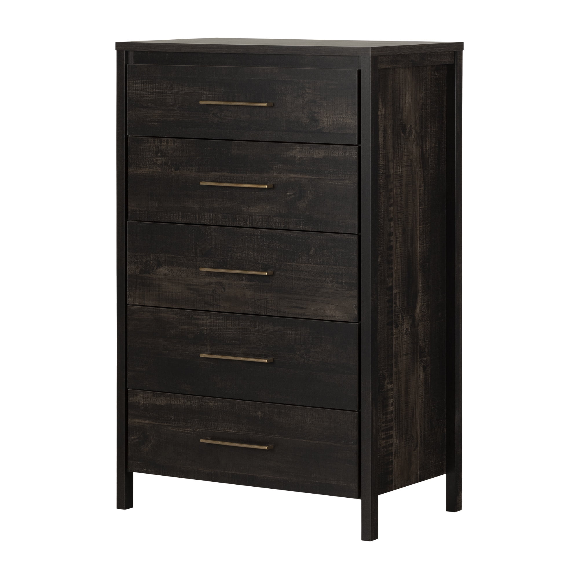 Rubbed Black Vertical Double 5-Drawer Slim Dresser
