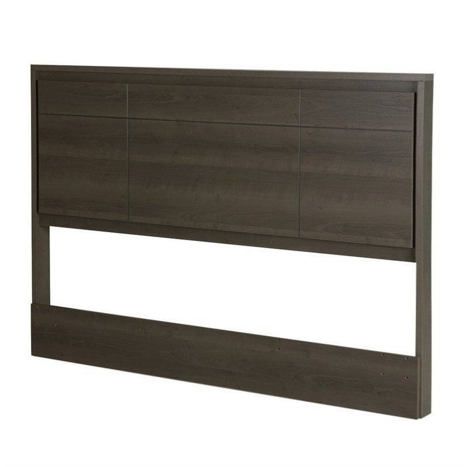 Gray Maple Wood Queen Headboard with Decorative Grooves