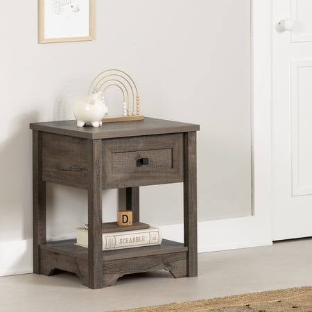 South Shore Hazen, Farmhouse Nightstand, Brown