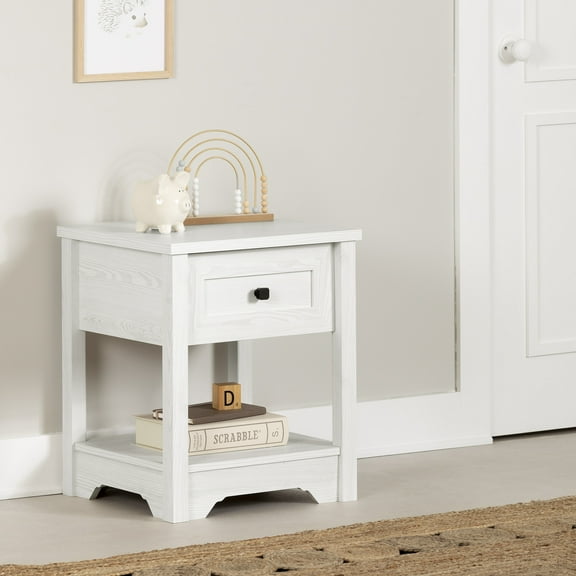 South Shore Hazen, Farmhouse Nightstand,  White