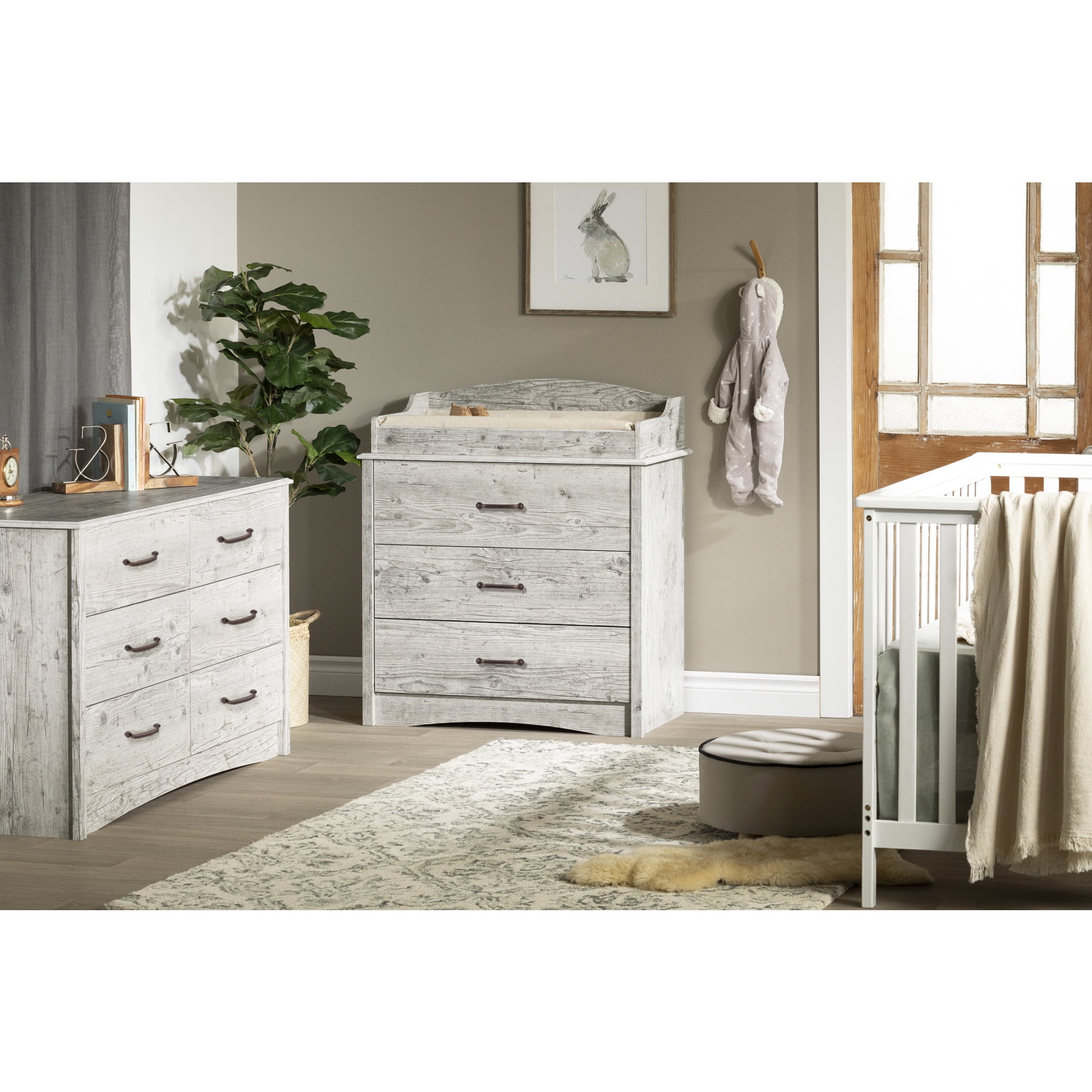 Seaside Pine 6-Drawer Double Dresser with Metal Handles