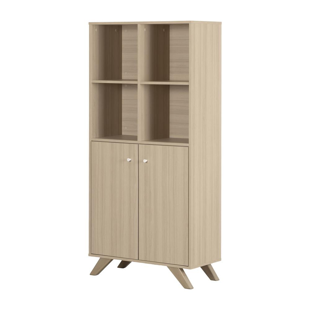 Soft Elm 65" Laminated Particle Board Bookcase with Doors