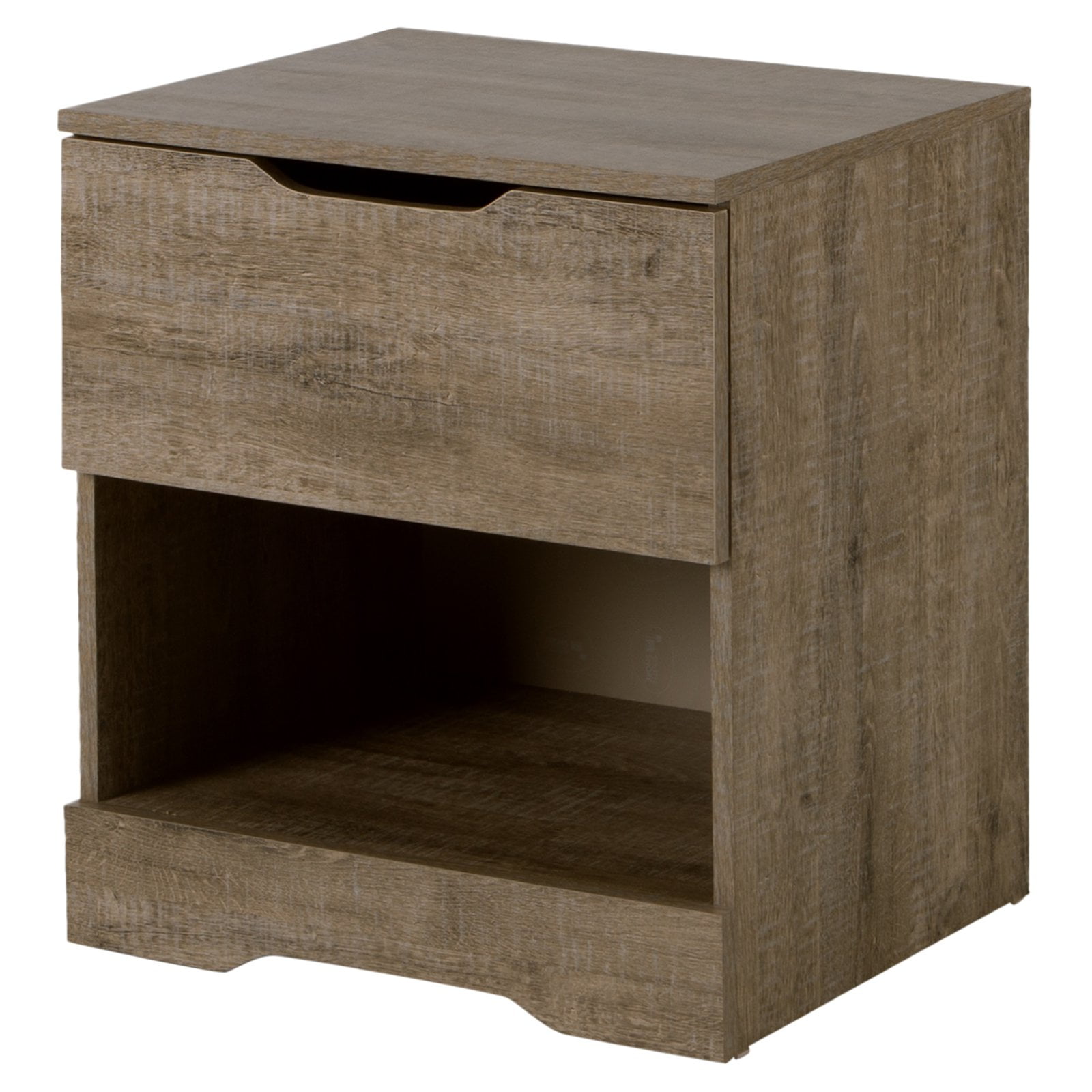 Holland Weathered Oak 1-Drawer Nightstand with Open Storage