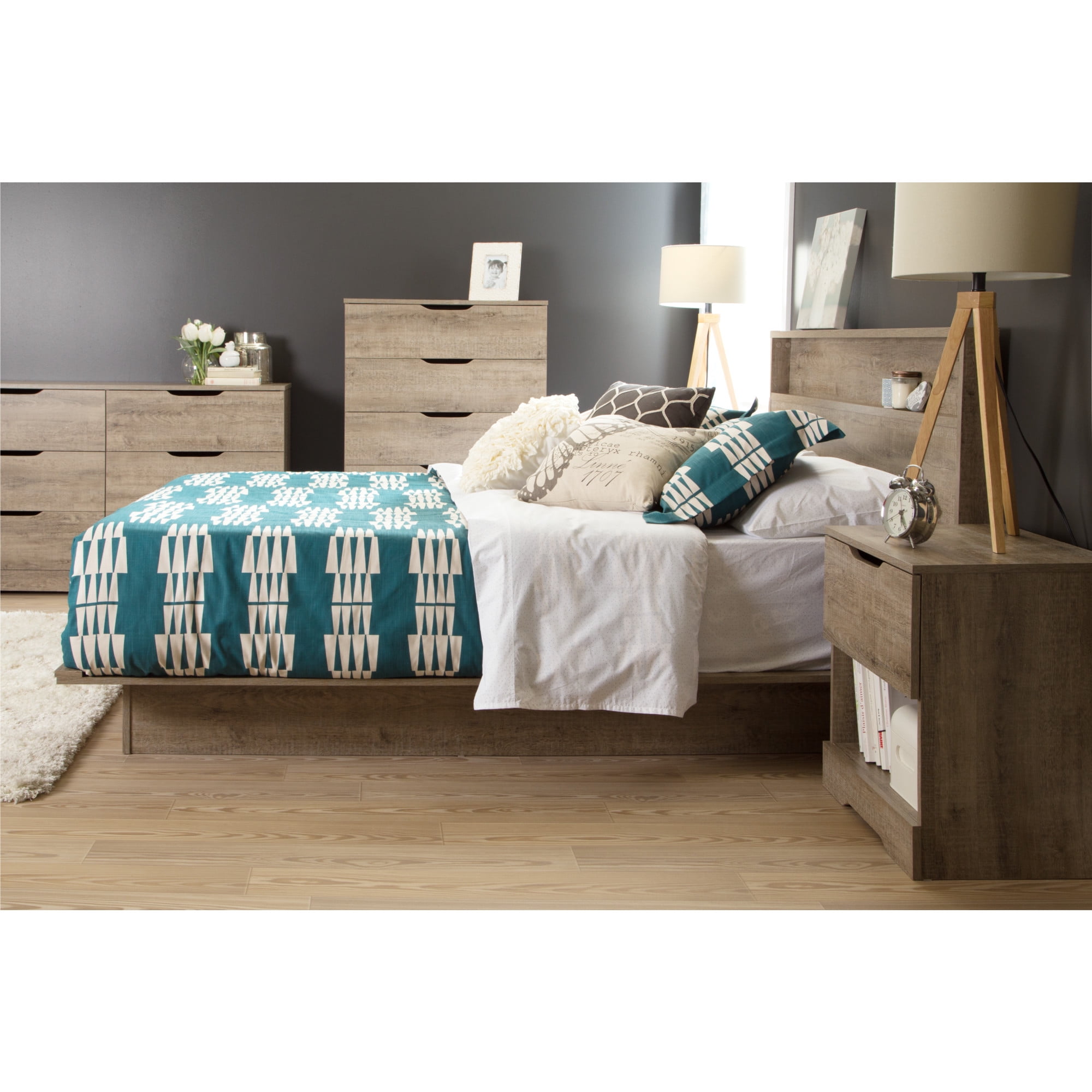 Holland 6-Drawer Double Dresser with Felt-Lined Drawer in Black