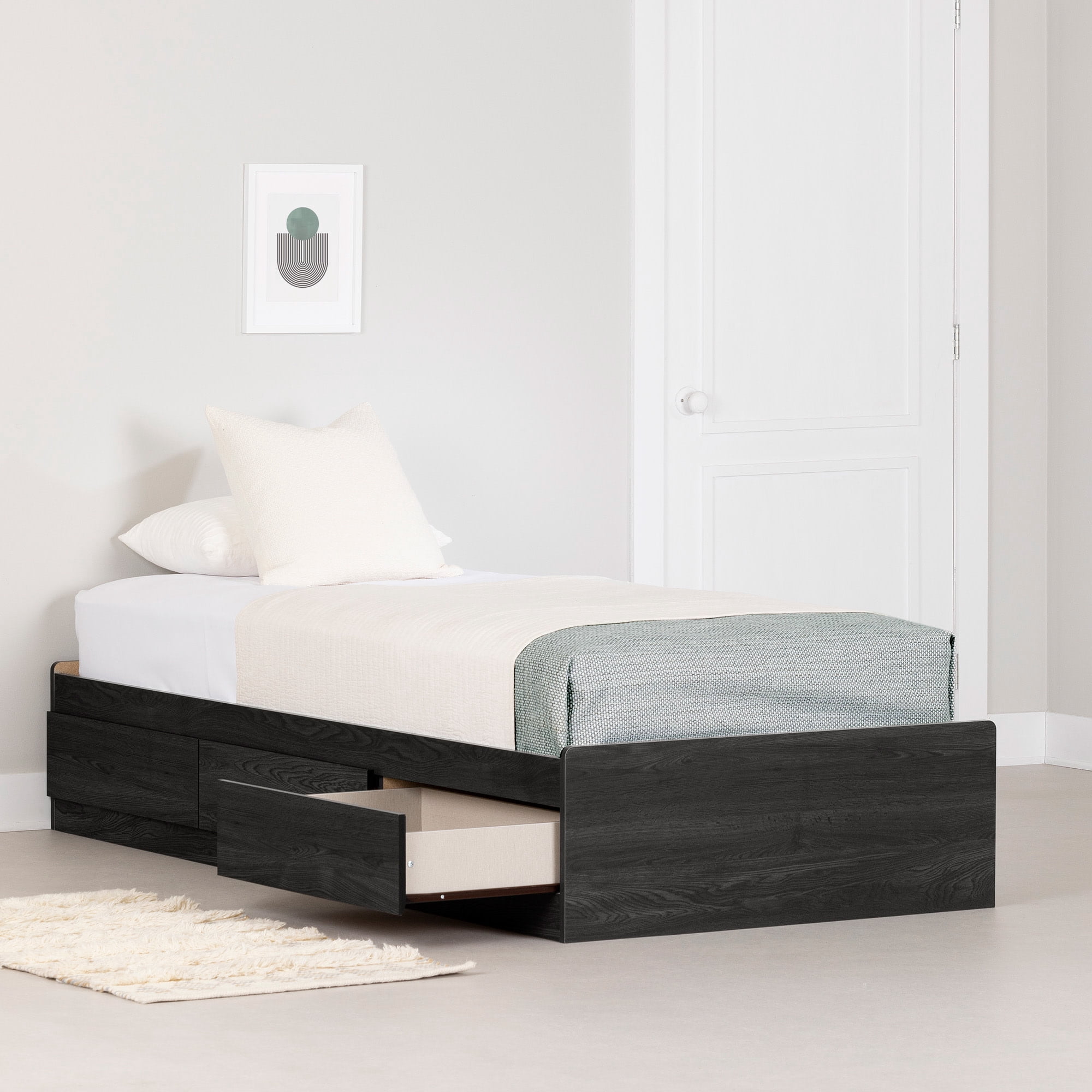South Shore Holland, Contemporary Bed, Twin Gray