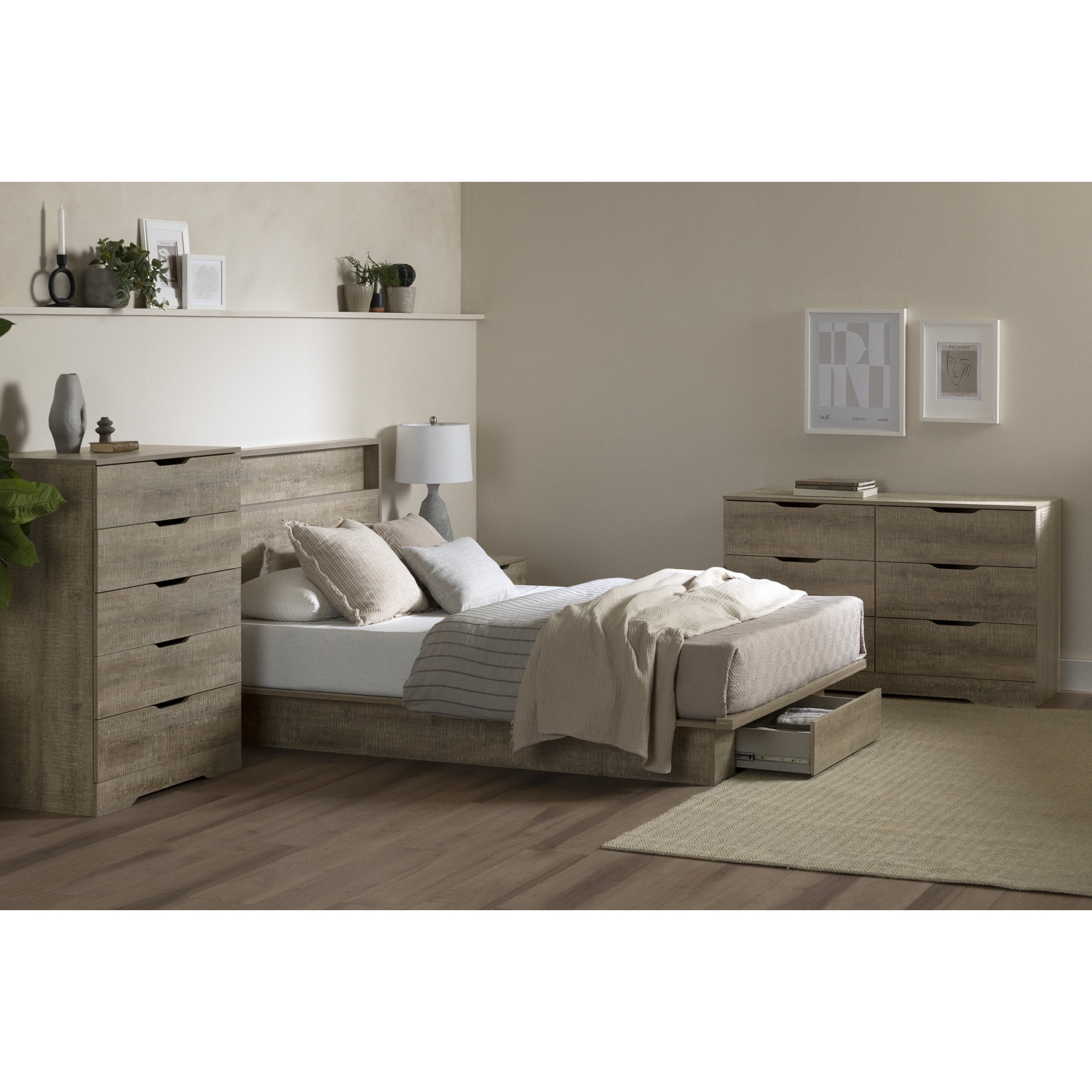 Holland 6-Drawer Double Dresser with Felt-Lined Drawer in Black