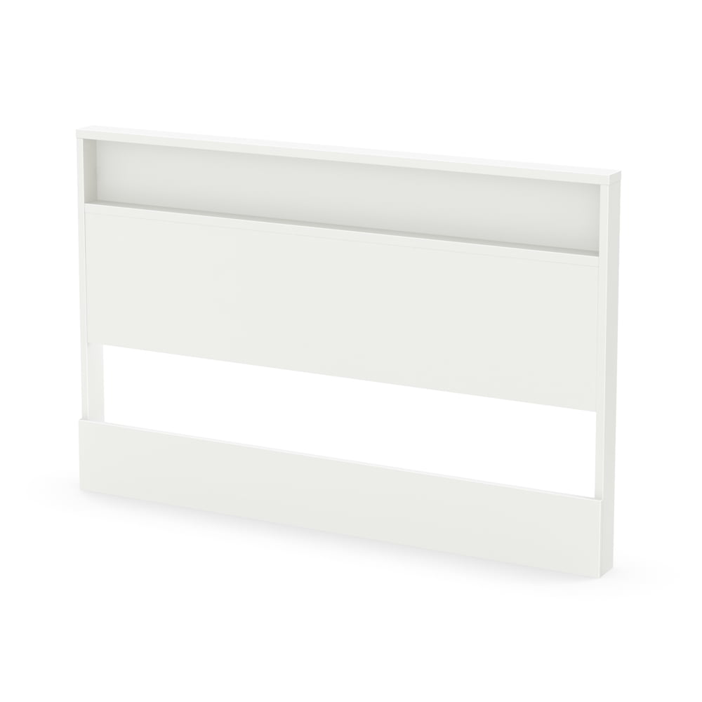 Pure White Full Metal Headboard with Storage Shelf