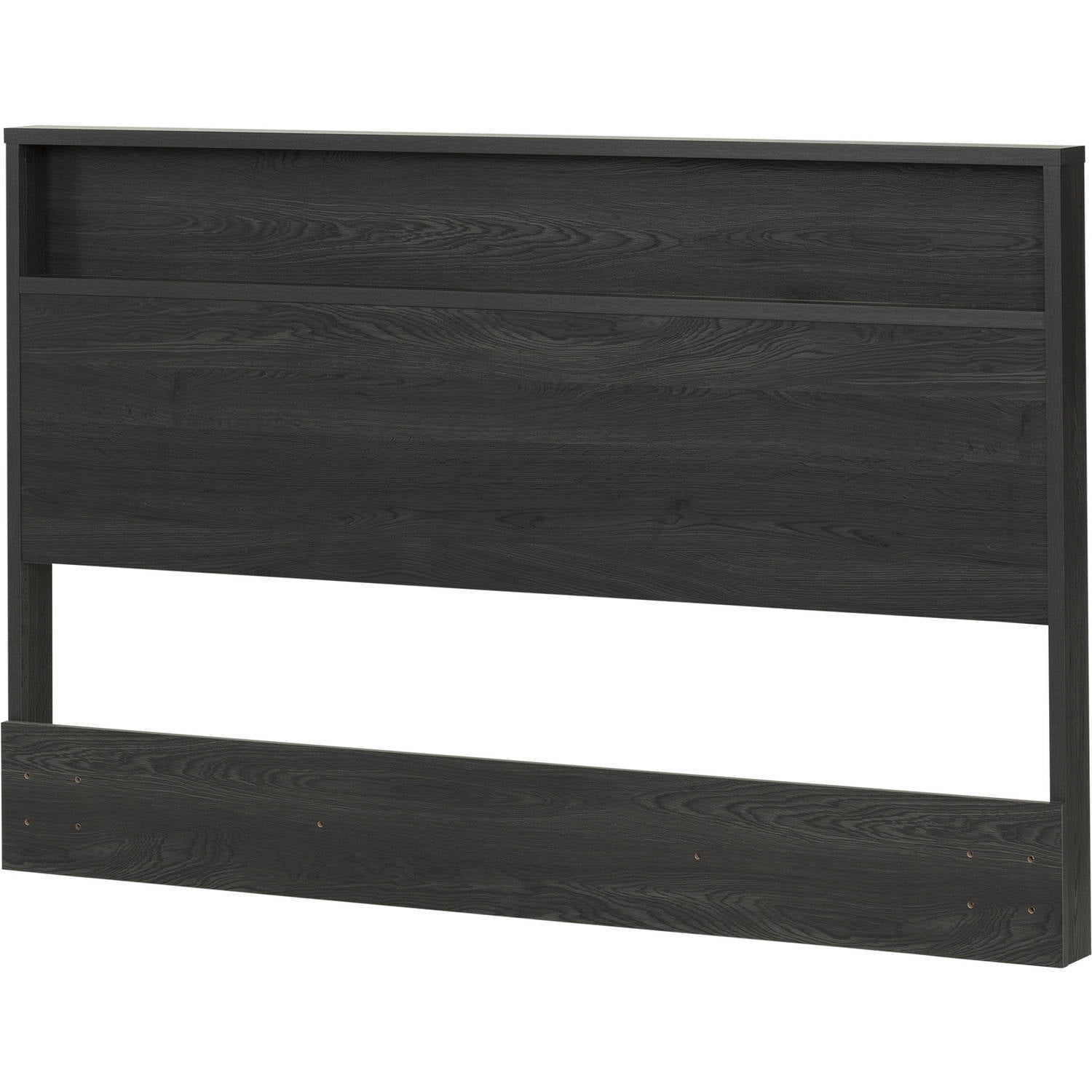 Gray Oak Full Headboard with Storage Shelf