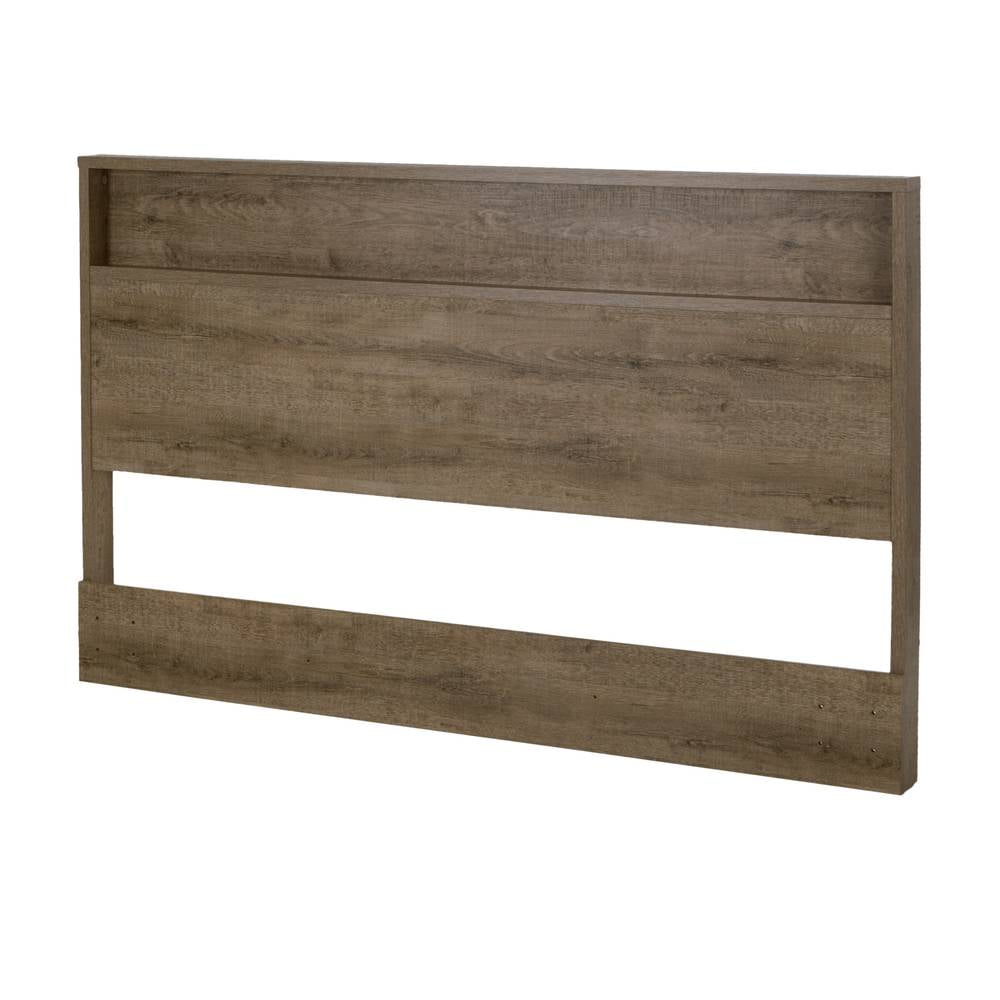 Weathered Oak Full/Queen Headboard with Storage Shelf