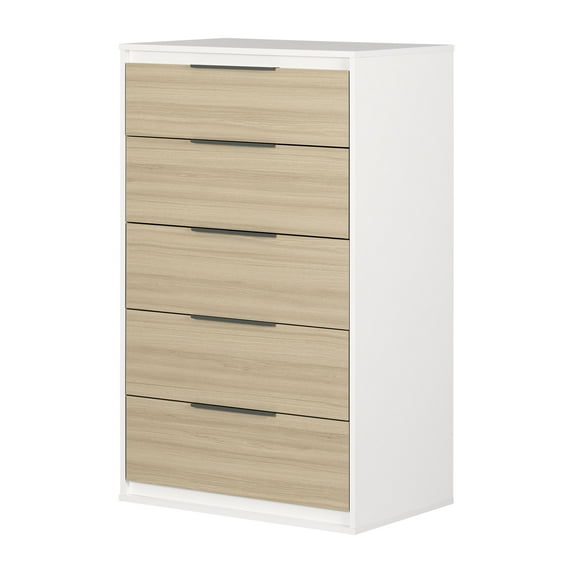 South Shore Hourra, Contemporary 5-Drawer Chest, Soft Elm and White