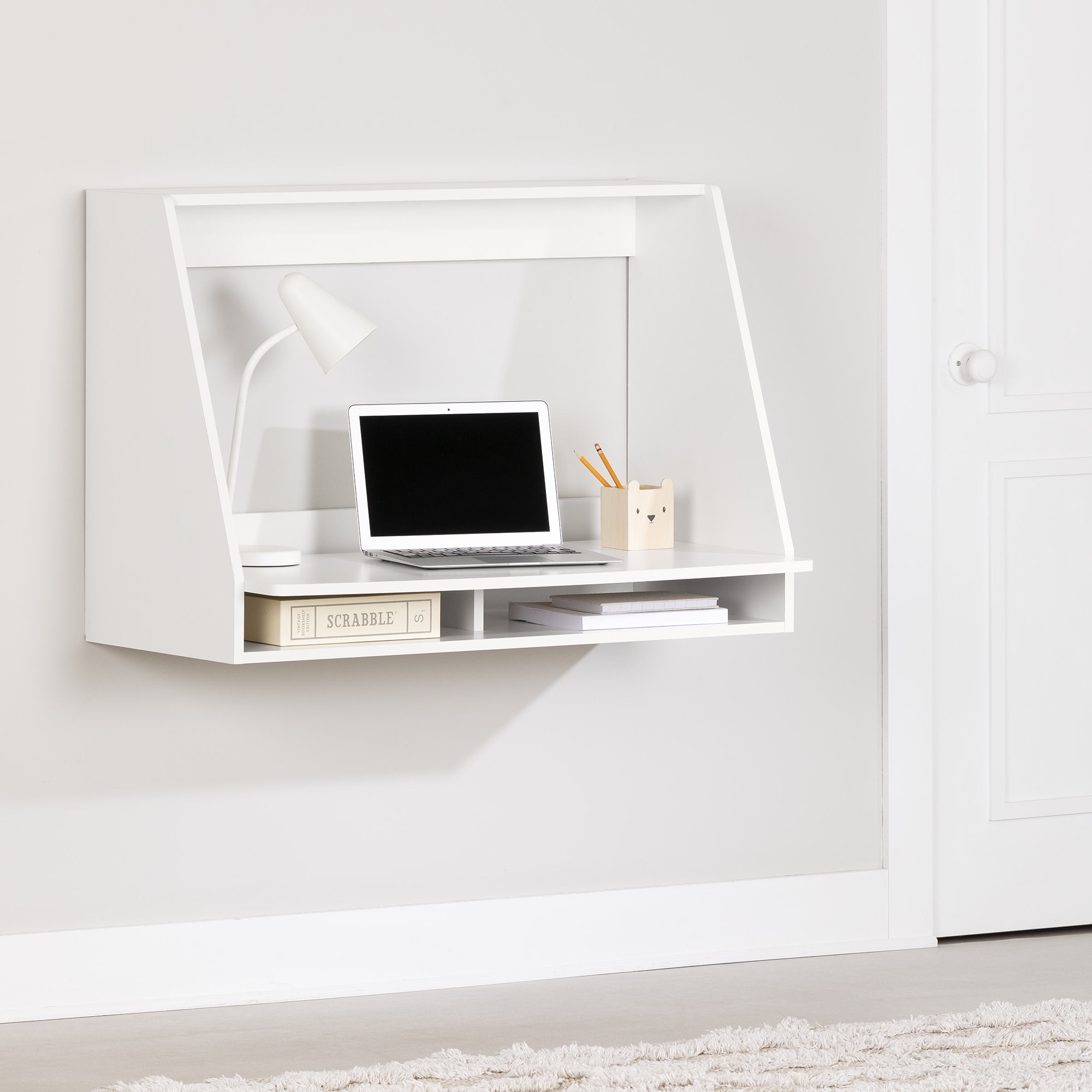 Pure White Wall Mounted Floating Writing Desk