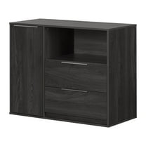 South Shore Hourra, Contemporary Door Chest with 2 Drawers, Gray Oak