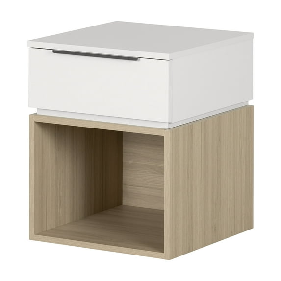 South Shore Hourra, Contemporary Nightstand, Soft Elm and White