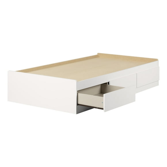 South Shore Hourra, Contemporary Twin Mates Bed with 3 Drawers, Pure White