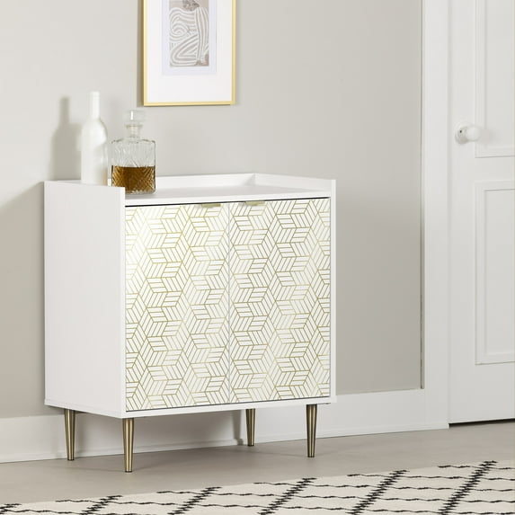 South Shore Hype, Mid-century Glam Cabinet, White
