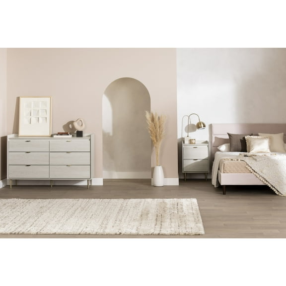 South Shore Hype, Mid-century Glam Nightstand,  White