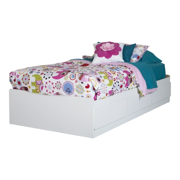 South Shore Kids Fusion 39" Twin Mate's Bed with 3 Drawers, Pure White