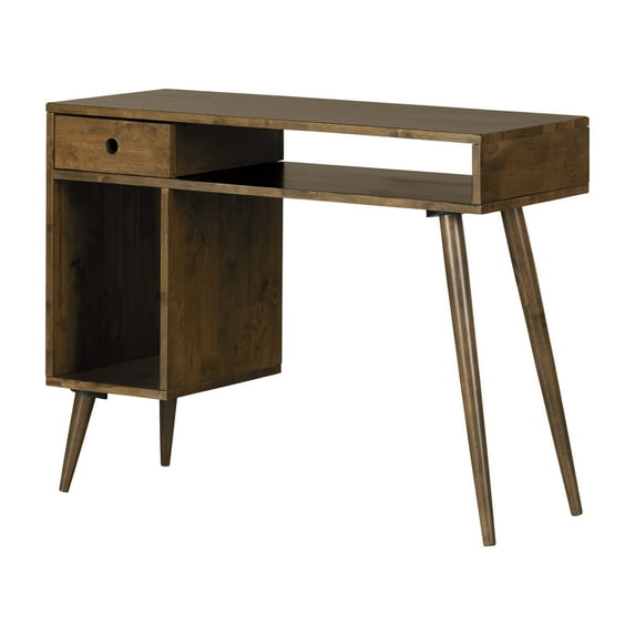 South Shore Kodali, Scandinavian Computer Desk, Natural Walnut