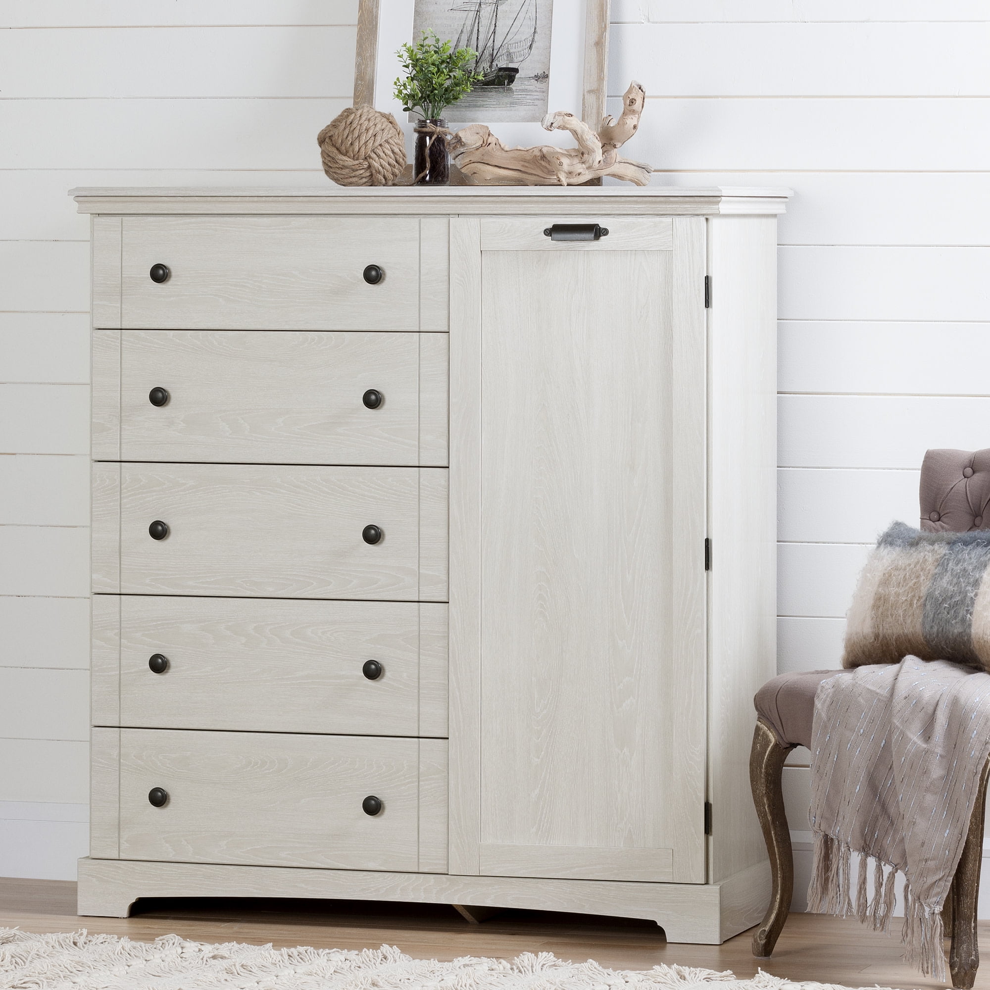 Winter Oak Cottage 5-Drawer Combo Dresser